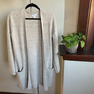 Long-Line Open-Front Oatmeal Cardigan